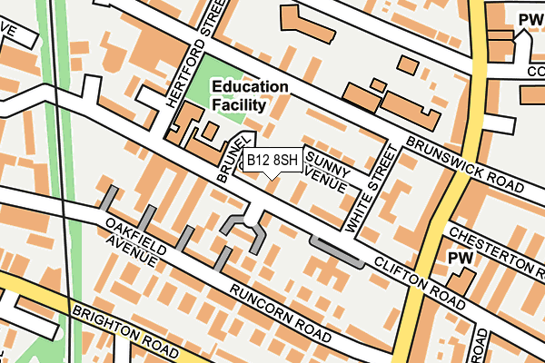 B12 8SH map - OS OpenMap – Local (Ordnance Survey)