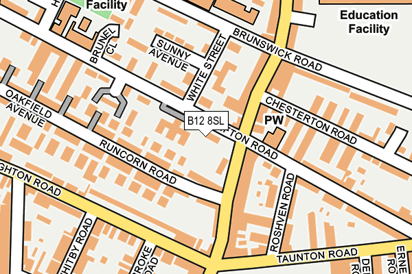 B12 8SL map - OS OpenMap – Local (Ordnance Survey)