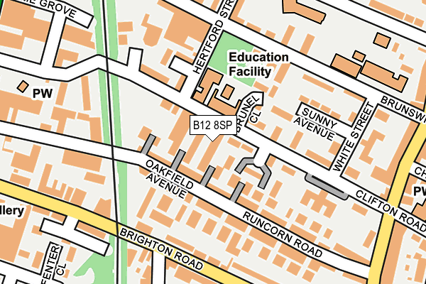 B12 8SP map - OS OpenMap – Local (Ordnance Survey)