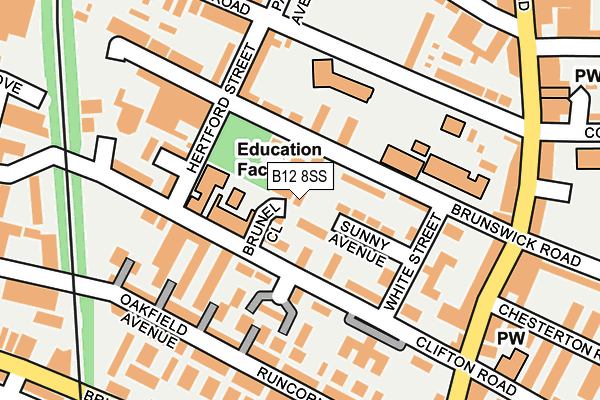 B12 8SS map - OS OpenMap – Local (Ordnance Survey)