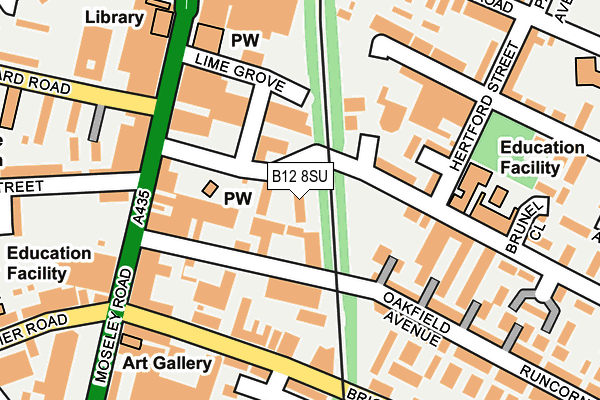 B12 8SU map - OS OpenMap – Local (Ordnance Survey)