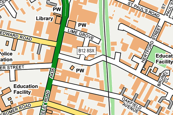 B12 8SX map - OS OpenMap – Local (Ordnance Survey)