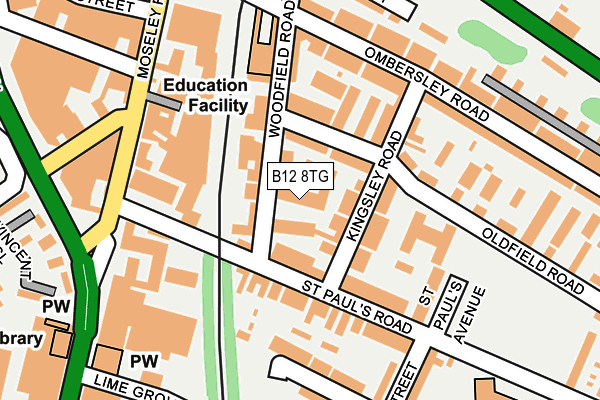 B12 8TG map - OS OpenMap – Local (Ordnance Survey)