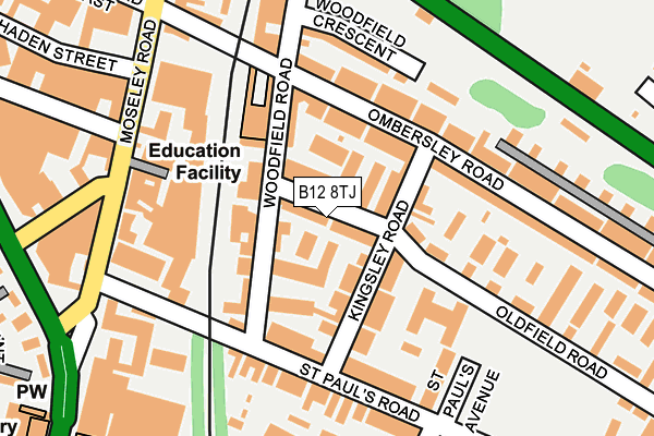 B12 8TJ map - OS OpenMap – Local (Ordnance Survey)