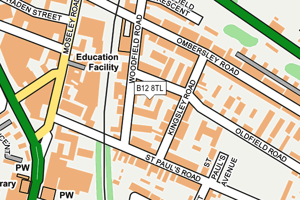 B12 8TL map - OS OpenMap – Local (Ordnance Survey)