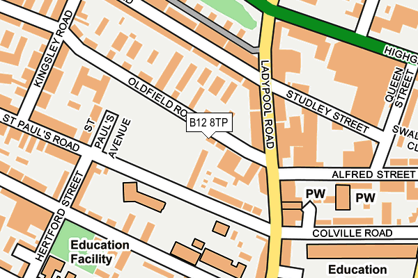 B12 8TP map - OS OpenMap – Local (Ordnance Survey)