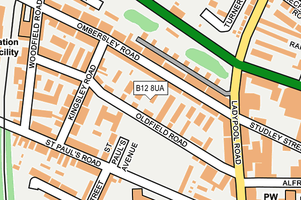 B12 8UA map - OS OpenMap – Local (Ordnance Survey)