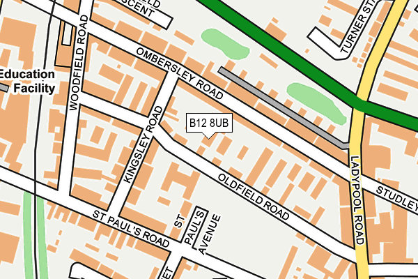 B12 8UB map - OS OpenMap – Local (Ordnance Survey)