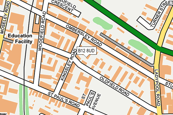 B12 8UD map - OS OpenMap – Local (Ordnance Survey)