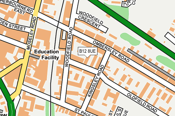 B12 8UE map - OS OpenMap – Local (Ordnance Survey)