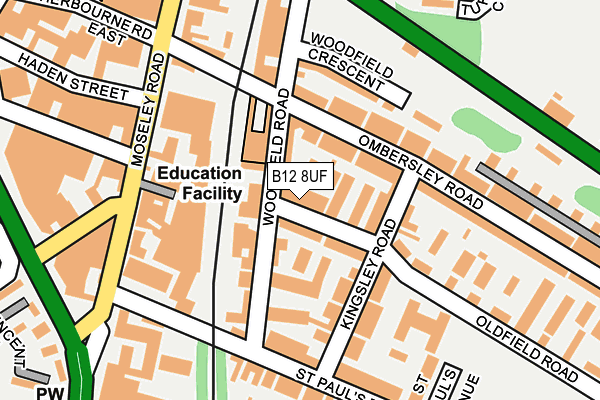 B12 8UF map - OS OpenMap – Local (Ordnance Survey)