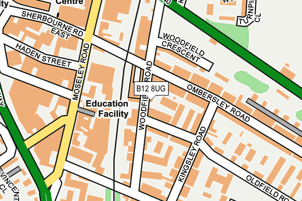 B12 8UG map - OS OpenMap – Local (Ordnance Survey)