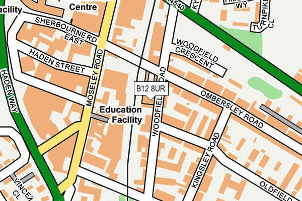 B12 8UR map - OS OpenMap – Local (Ordnance Survey)