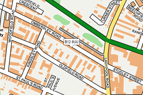 B12 8UU map - OS OpenMap – Local (Ordnance Survey)