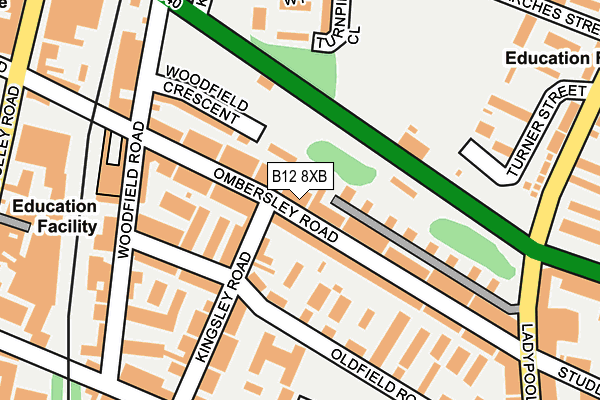 B12 8XB map - OS OpenMap – Local (Ordnance Survey)