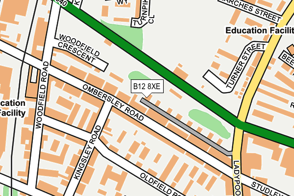 B12 8XE map - OS OpenMap – Local (Ordnance Survey)