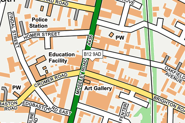 B12 9AD map - OS OpenMap – Local (Ordnance Survey)