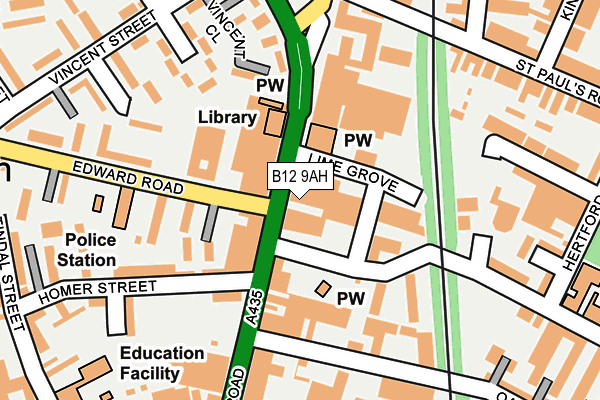 B12 9AH map - OS OpenMap – Local (Ordnance Survey)