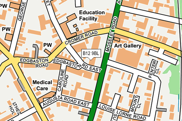 B12 9BL map - OS OpenMap – Local (Ordnance Survey)