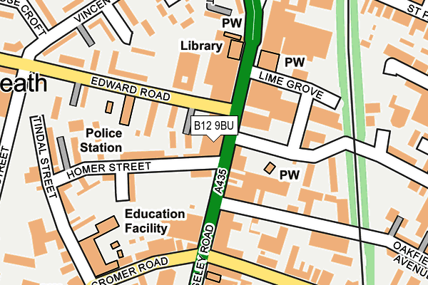 B12 9BU map - OS OpenMap – Local (Ordnance Survey)