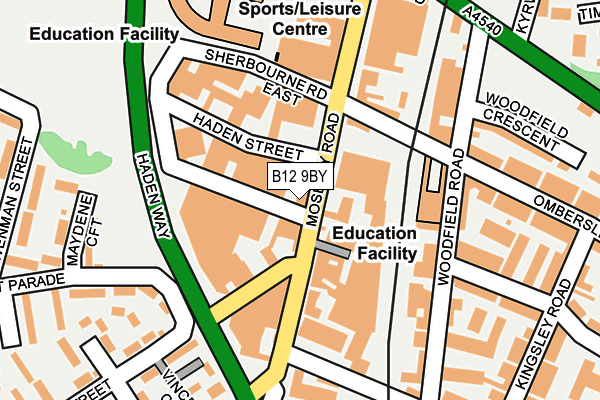 B12 9BY map - OS OpenMap – Local (Ordnance Survey)