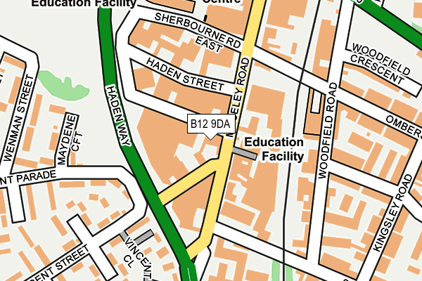 B12 9DA map - OS OpenMap – Local (Ordnance Survey)