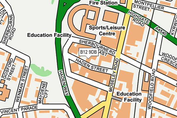 B12 9DB map - OS OpenMap – Local (Ordnance Survey)