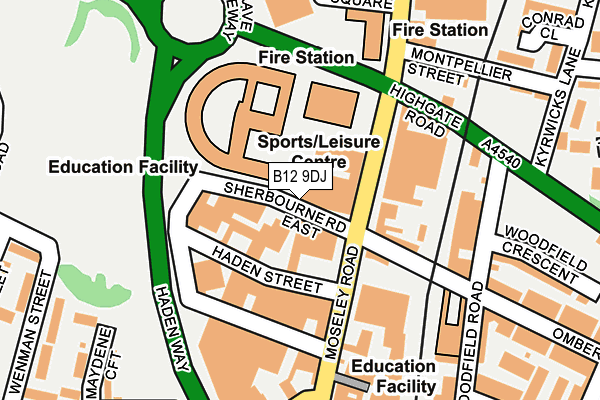 B12 9DJ map - OS OpenMap – Local (Ordnance Survey)