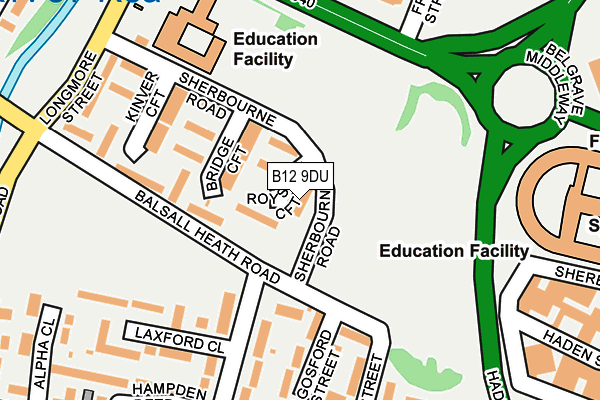 B12 9DU map - OS OpenMap – Local (Ordnance Survey)