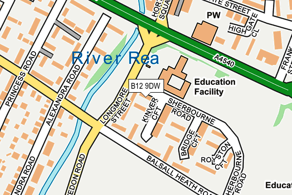 B12 9DW map - OS OpenMap – Local (Ordnance Survey)