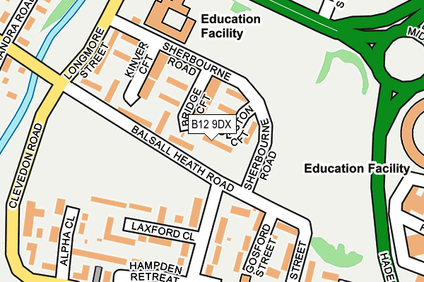 B12 9DX map - OS OpenMap – Local (Ordnance Survey)