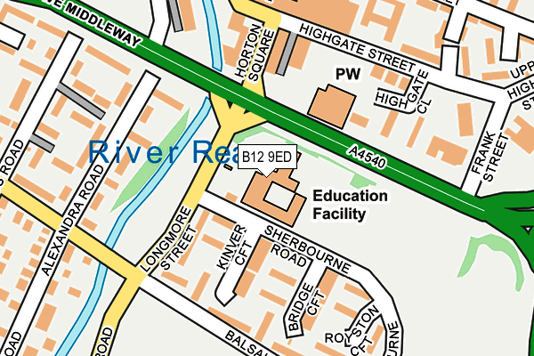 B12 9ED map - OS OpenMap – Local (Ordnance Survey)