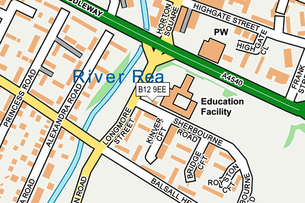 B12 9EE map - OS OpenMap – Local (Ordnance Survey)