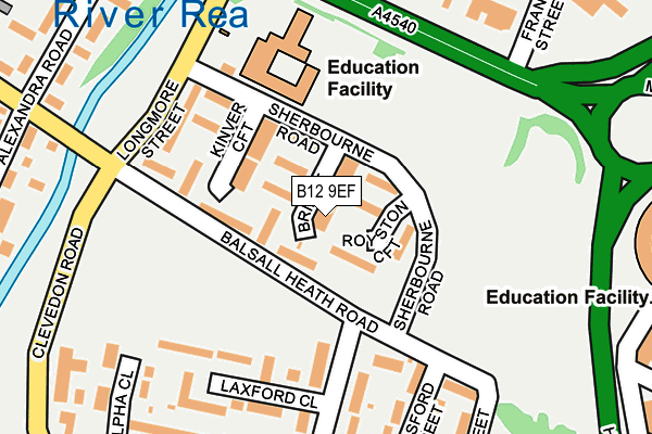 B12 9EF map - OS OpenMap – Local (Ordnance Survey)