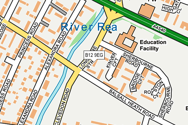 B12 9EG map - OS OpenMap – Local (Ordnance Survey)