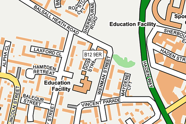 B12 9ER map - OS OpenMap – Local (Ordnance Survey)