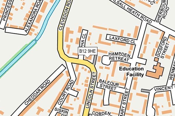 B12 9HE map - OS OpenMap – Local (Ordnance Survey)