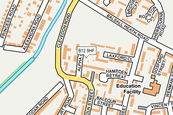 B12 9HF map - OS OpenMap – Local (Ordnance Survey)