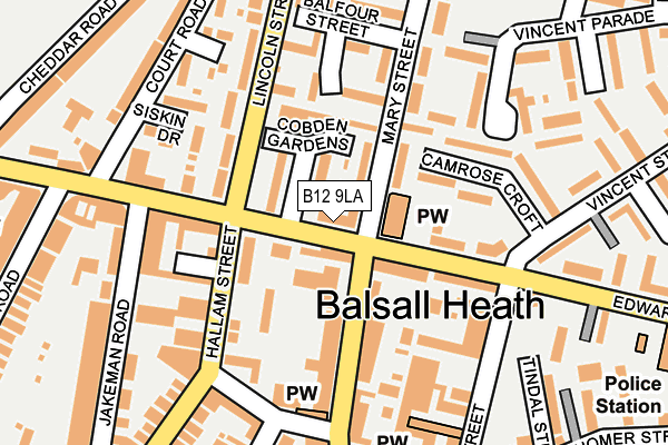 B12 9LA map - OS OpenMap – Local (Ordnance Survey)