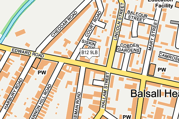 B12 9LB map - OS OpenMap – Local (Ordnance Survey)