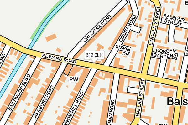 B12 9LH map - OS OpenMap – Local (Ordnance Survey)