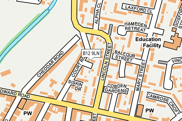 B12 9LN map - OS OpenMap – Local (Ordnance Survey)