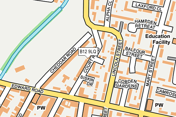 B12 9LQ map - OS OpenMap – Local (Ordnance Survey)