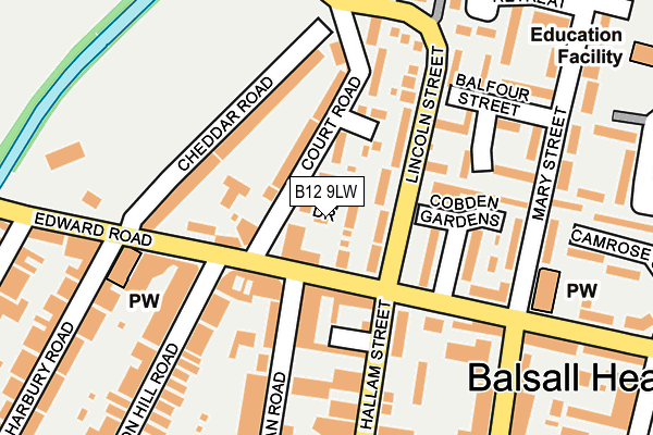 B12 9LW map - OS OpenMap – Local (Ordnance Survey)