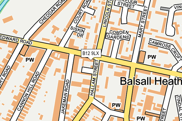 B12 9LX map - OS OpenMap – Local (Ordnance Survey)