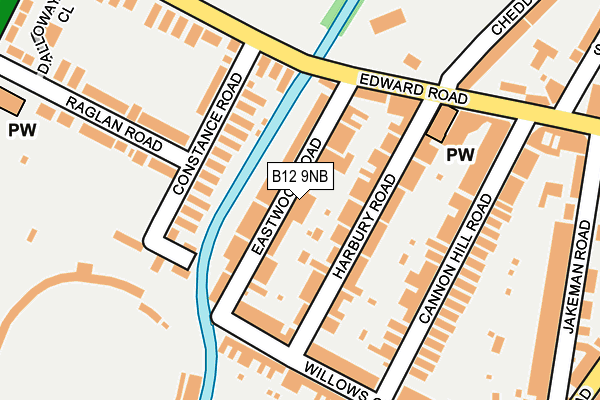 B12 9NB map - OS OpenMap – Local (Ordnance Survey)