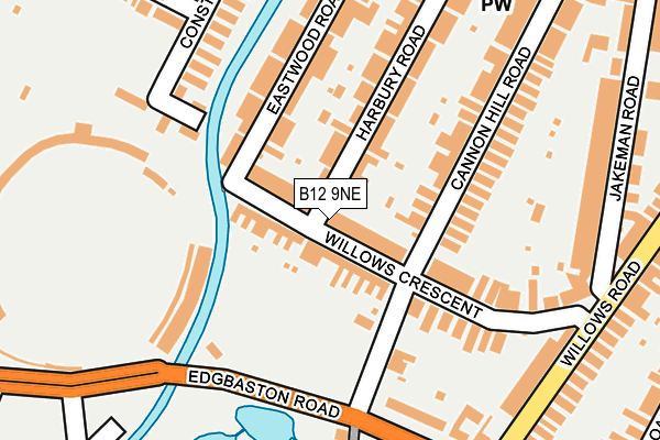B12 9NE map - OS OpenMap – Local (Ordnance Survey)
