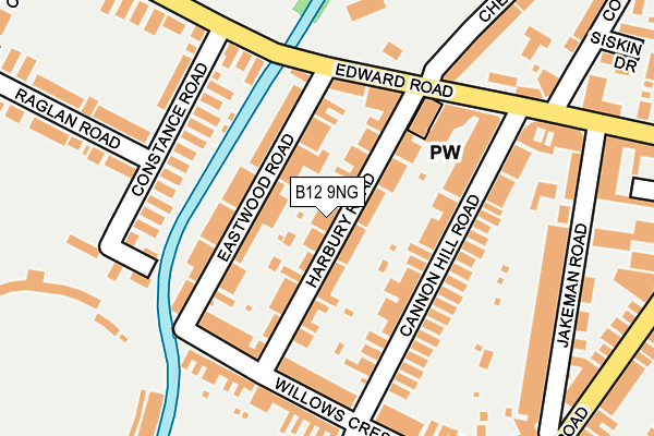 B12 9NG map - OS OpenMap – Local (Ordnance Survey)