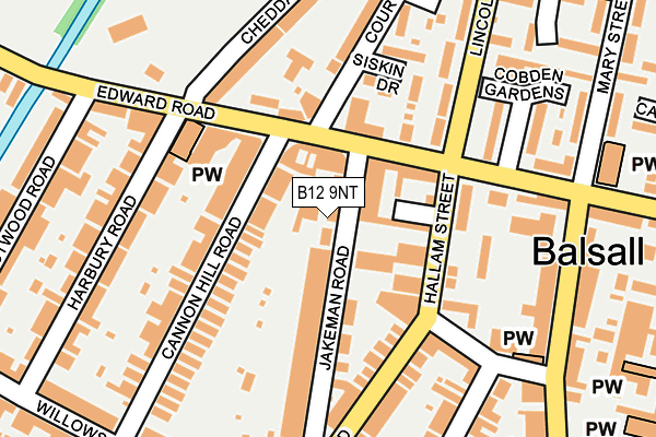 B12 9NT map - OS OpenMap – Local (Ordnance Survey)