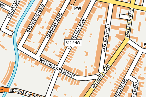 B12 9NW map - OS OpenMap – Local (Ordnance Survey)